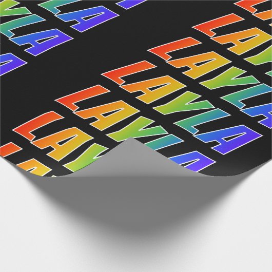 Rainbow First Name "LAYLA"; vun & kleurrijk Cadeaupapier (Hoek)