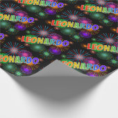 Rainbow First Name "LEONARDO" + Fireworks Cadeaupapier (Hoek)