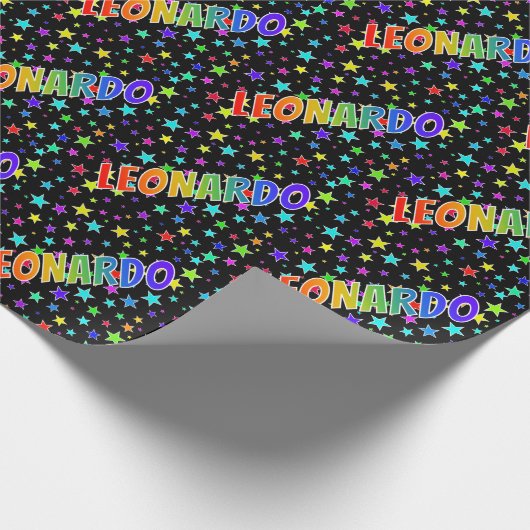 Rainbow First Name "LEONARDO" + sterren Cadeaupapier (Hoek)