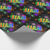 Rainbow First Name "LIAM" + Fireworks Cadeaupapier (Hoek)