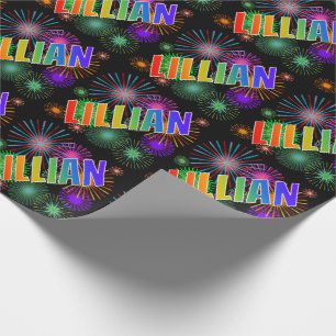Rainbow First Name "LILLIAN" + Fireworks Cadeaupapier