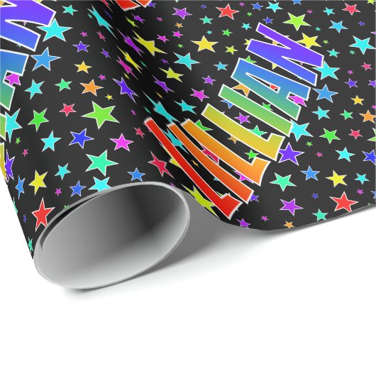 Rainbow First Name "LILLIAN" + sterren Cadeaupapier (Rol Hoek)