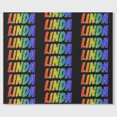Rainbow First Name "LINDA"; Fun & Colorful Cadeaupapier (Vlak)
