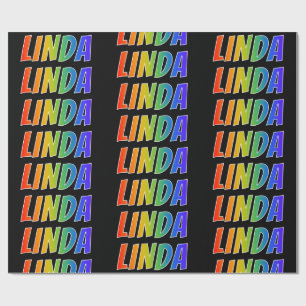 Rainbow First Name "LINDA"; Fun & Colorful Cadeaupapier