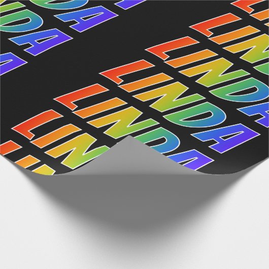 Rainbow First Name "LINDA"; Fun & Colorful Cadeaupapier (Hoek)
