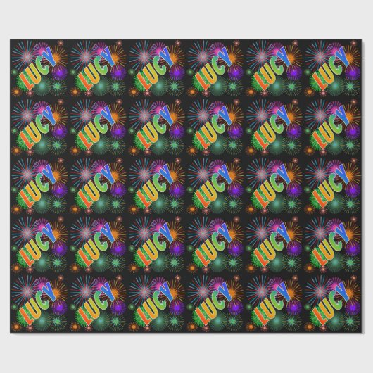 Rainbow First Name "LUCY" + Fireworks Cadeaupapier (Vlak)