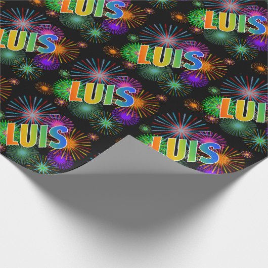 Rainbow First Name "LUIS" + Fireworks Cadeaupapier (Hoek)