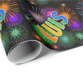 Rainbow First Name "LUIS" + Fireworks Cadeaupapier (Rol Hoek)