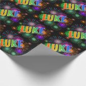 Rainbow First Name "LUKE" + Fireworks Cadeaupapier (Hoek)