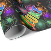 Rainbow First Name "LUKE" + Fireworks Cadeaupapier (Rol Hoek)