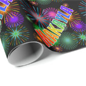 Rainbow First Name "MAKAYLA" + Fireworks Cadeaupapier (Rol Hoek)