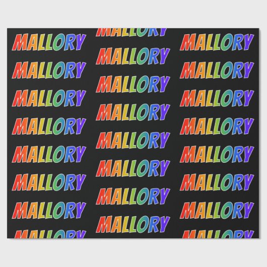 Rainbow First Name "MALLORY"; Fun & kleurful Cadeaupapier (Vlak)