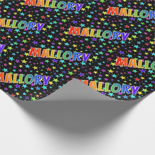 Rainbow First Name "MALLORY" + sterren Cadeaupapier (Hoek)