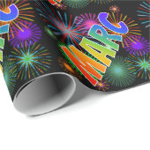 Rainbow First Name "MARC" + Fireworks Cadeaupapier (Rol Hoek)