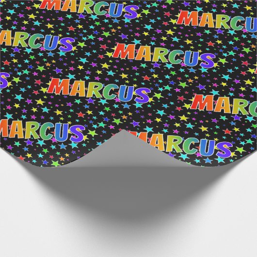 Rainbow First Name "MARCUS" + sterren Cadeaupapier (Hoek)