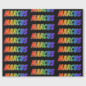 Rainbow First Name "MARCUS"; vun & kleurrijk Cadeaupapier (Vlak)