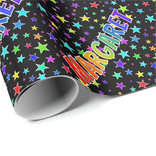 Rainbow First Name "MARGARET" + sterren Cadeaupapier (Rol Hoek)