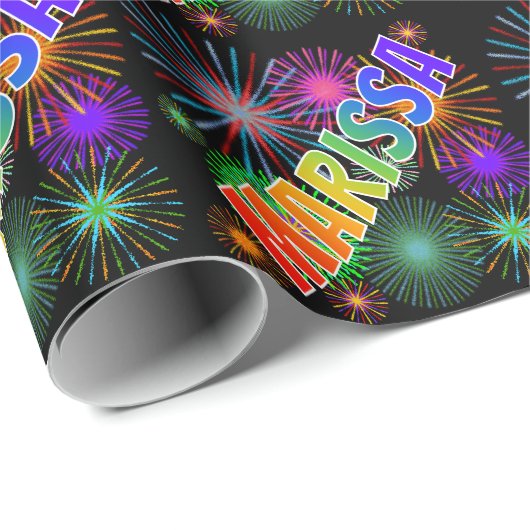 Rainbow First Name "MARISSA" + Fireworks Cadeaupapier (Rol Hoek)