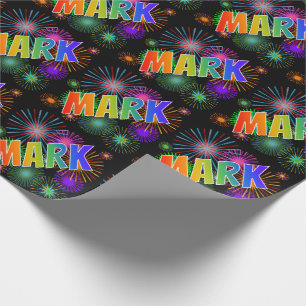 Rainbow First Name "MARK" + Fireworks Cadeaupapier