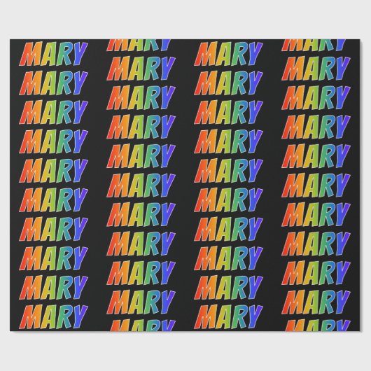 Rainbow First Name "MARY"; Fun & Colorful Cadeaupapier (Vlak)