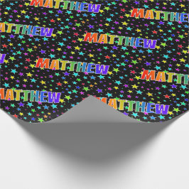 Rainbow First Name "MATTHEW" + sterren Cadeaupapier