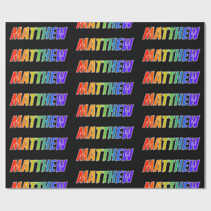 Rainbow First Name "MATTHEW"; vun en kleurrijk Cadeaupapier
