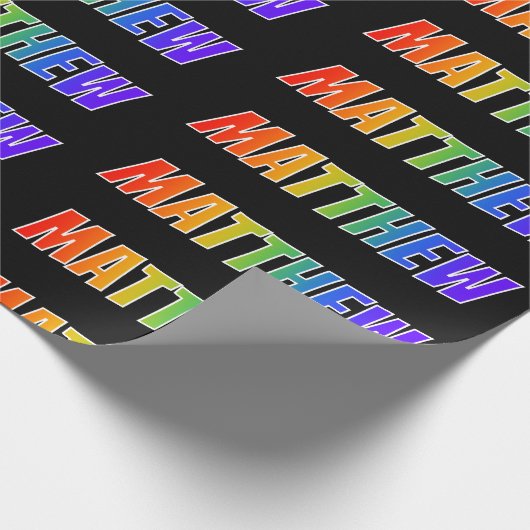 Rainbow First Name "MATTHEW"; vun en kleurrijk Cadeaupapier (Hoek)