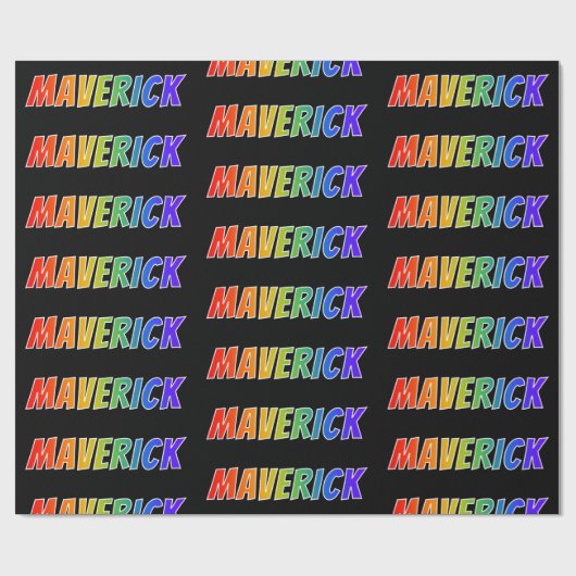 Rainbow First Name "MAVERICK"; Fun & Colorful Cadeaupapier (Vlak)
