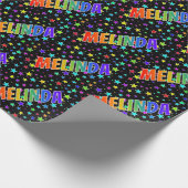 Rainbow First Name "MELINDA" + sterren Cadeaupapier (Hoek)