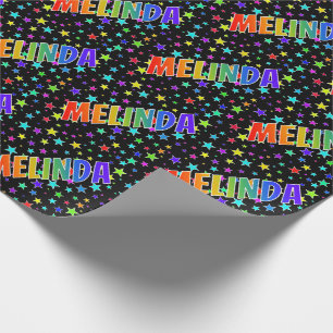 Rainbow First Name "MELINDA" + sterren Cadeaupapier