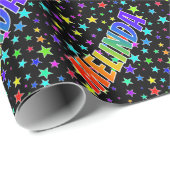 Rainbow First Name "MELINDA" + sterren Cadeaupapier (Rol Hoek)