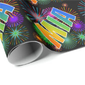 Rainbow First Name "MIA" + Fireworks Cadeaupapier (Rol Hoek)