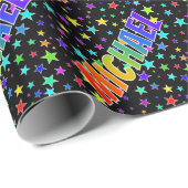 Rainbow First Name "MICHAEL" + sterren Cadeaupapier (Rol Hoek)