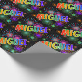 Rainbow First Name "MIGUEL" + Fireworks Cadeaupapier (Hoek)