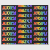 Rainbow First Name "MIKAYLA"; vun & kleurrijk Cadeaupapier (Vlak)