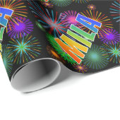 Rainbow First Name "MILA" + Fireworks Cadeaupapier (Rol Hoek)