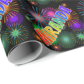Rainbow First Name "MIRANDA" + Fireworks Cadeaupapier (Rol Hoek)
