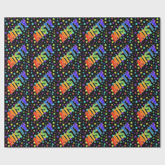 Rainbow First Name "MISTY" + sterren Cadeaupapier (Vlak)