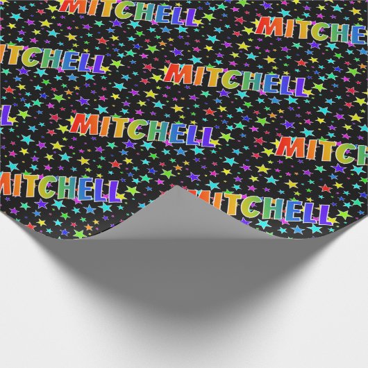 Rainbow First Name "MITCHELL" + sterren Cadeaupapier (Hoek)