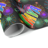 Rainbow First Name "MYA" + Fireworks Cadeaupapier (Rol Hoek)