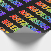 Rainbow First Name "NATASHA"; vun & kleurrijk Cadeaupapier (Hoek)