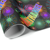 Rainbow First Name "NATHANIEL" + Fireworks Cadeaupapier (Rol Hoek)