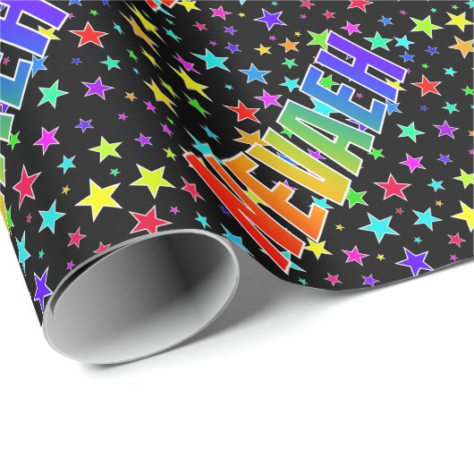 Rainbow First Name "NEVAEH" + sterren Cadeaupapier (Rol Hoek)