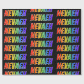 Rainbow First Name "NEVAEH"; vun & kleurrijk Cadeaupapier (Vlak)