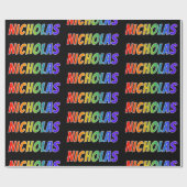 Rainbow First Name "NICHOLAS"; Fun & kleurrijk Cadeaupapier (Vlak)