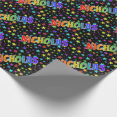 Rainbow First Name "NICHOLAS" + sterren Cadeaupapier (Hoek)