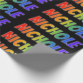 Rainbow First Name "NICHOLE"; Fun & Colorful Cadeaupapier (Hoek)