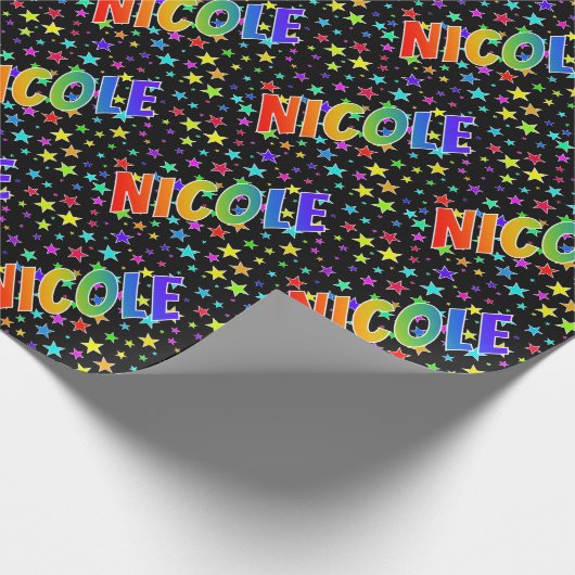 Rainbow First Name "NICOLE" + sterren Cadeaupapier (Hoek)