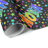 Rainbow First Name "NOVA" + sterren Cadeaupapier (Rol Hoek)