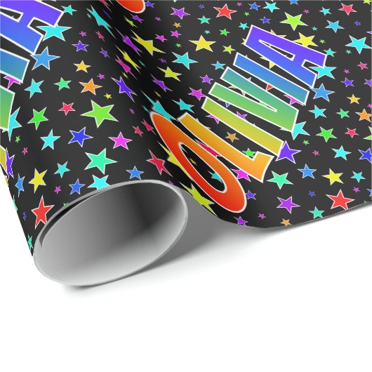 Rainbow First Name "OLIVIA" + sterren Cadeaupapier (Rol Hoek)
